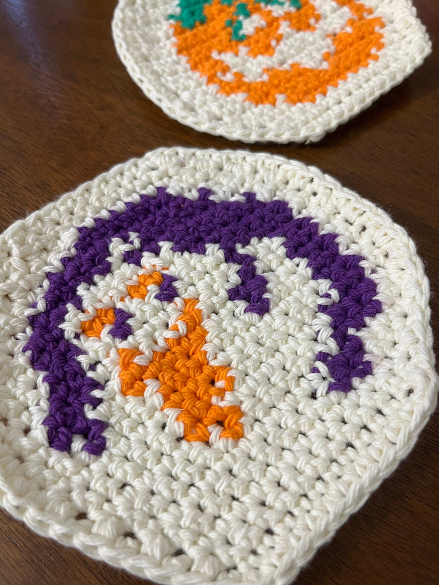 Halloween Crochet Sugar Cookie Coaster PDF Pattern Bundle (Ghost, Pumpkin, AND Spooky Cat)