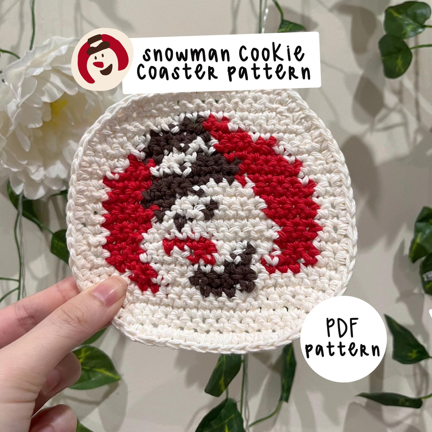Snowman Crochet Pillsbury Cookie Coaster PDF Pattern