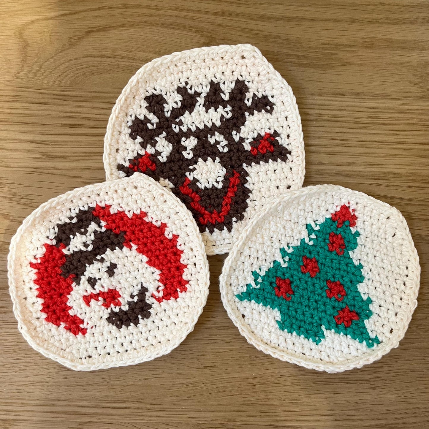 Christmas Crochet Sugar Cookie Coaster PDF Pattern Bundle (Snowman, Reindeer AND Christmas Tree)
