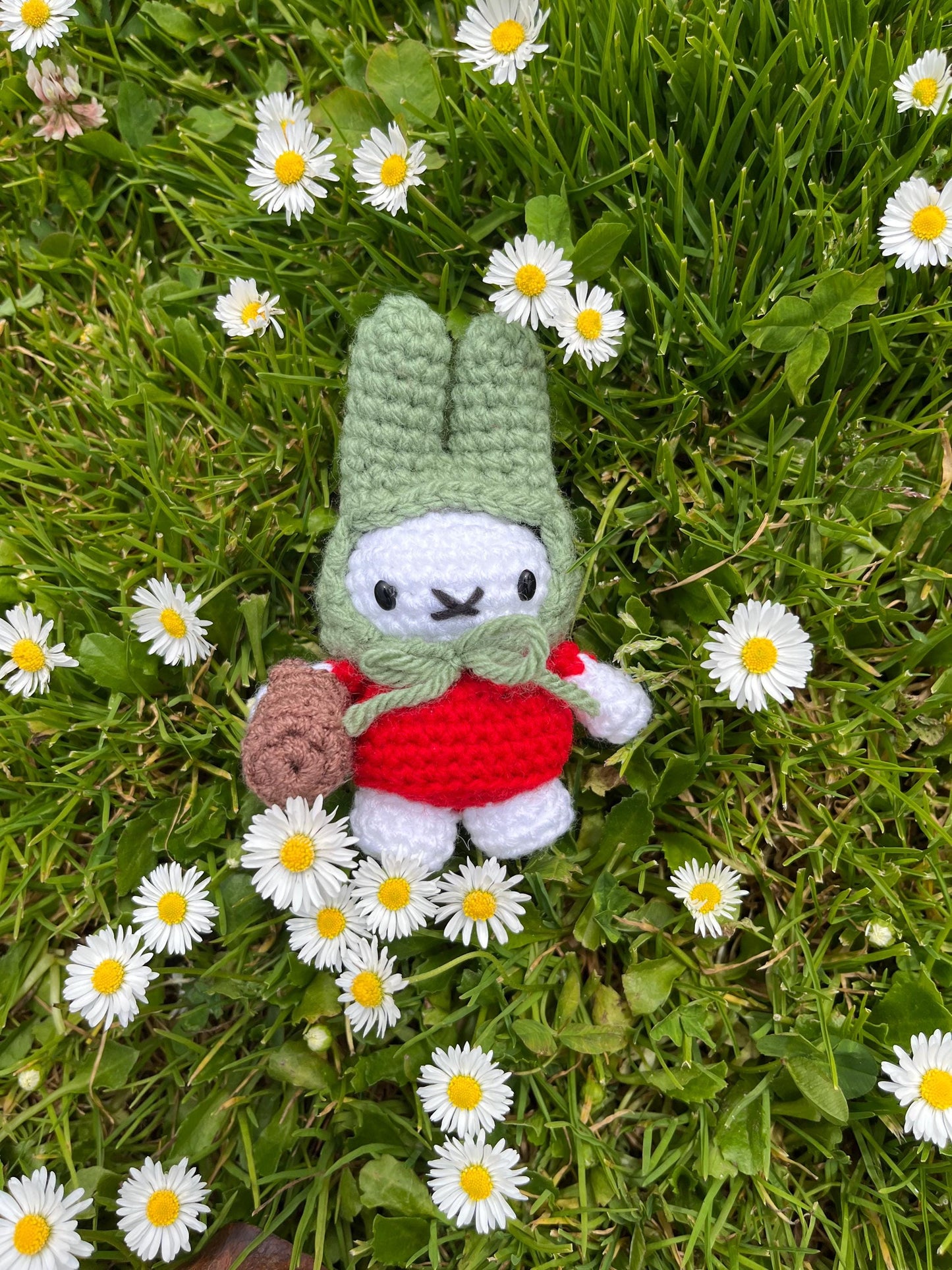 Miffy with Hat and Basket Crochet Keychain | Made to Order
