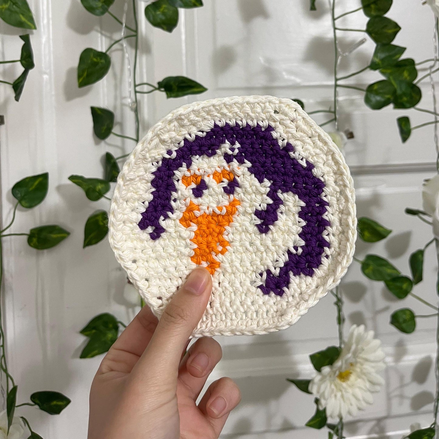 Ghost Crochet Cookie Coaster PDF Pattern