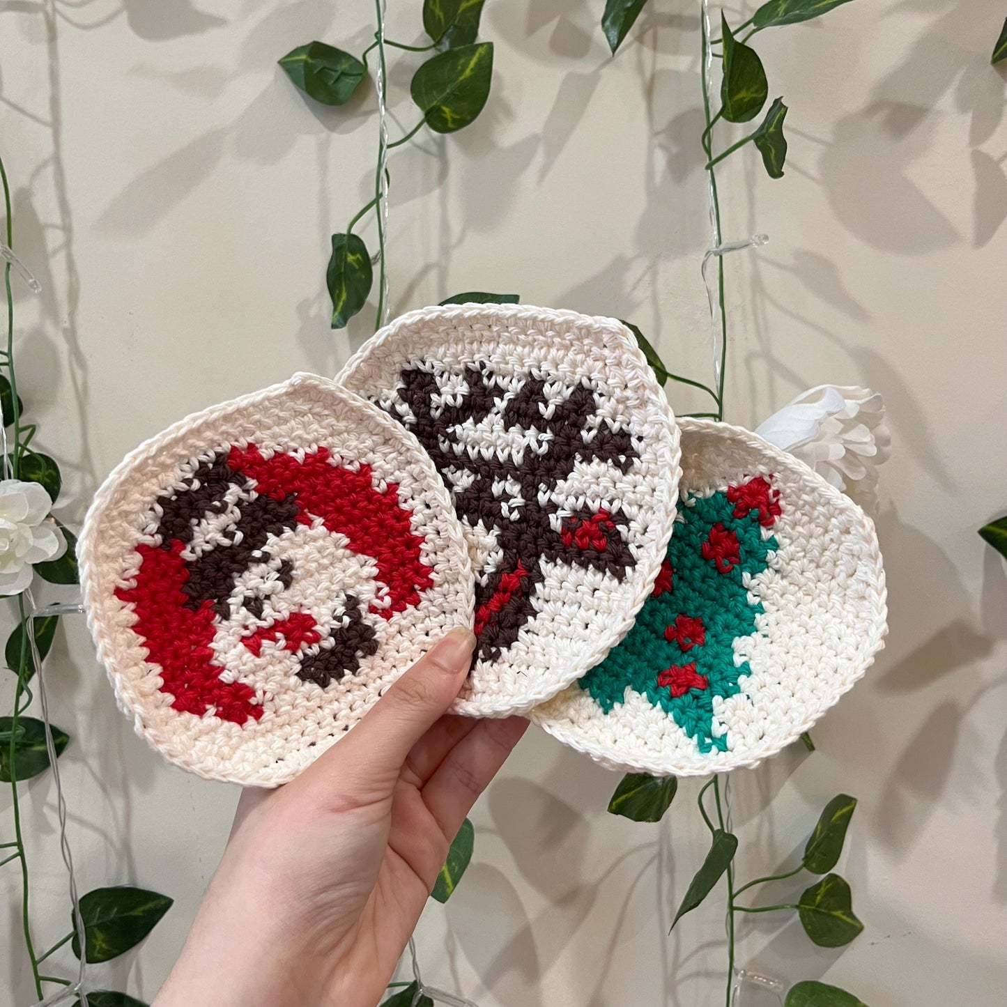 Christmas Crochet Sugar Cookie Coaster PDF Pattern Bundle (Snowman, Reindeer AND Christmas Tree)