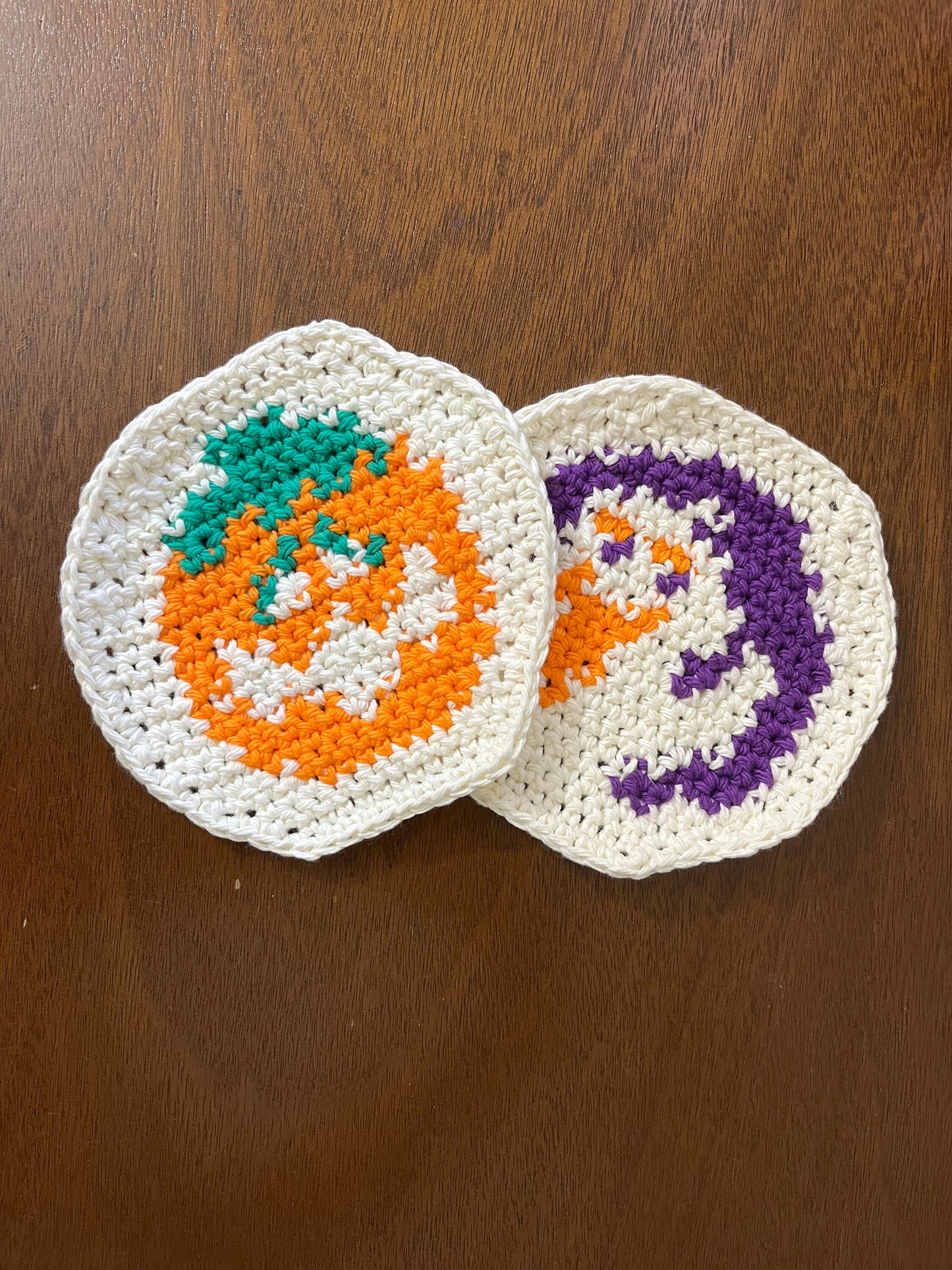 Halloween Crochet Sugar Cookie Coaster PDF Pattern Bundle (Ghost, Pumpkin, AND Spooky Cat)