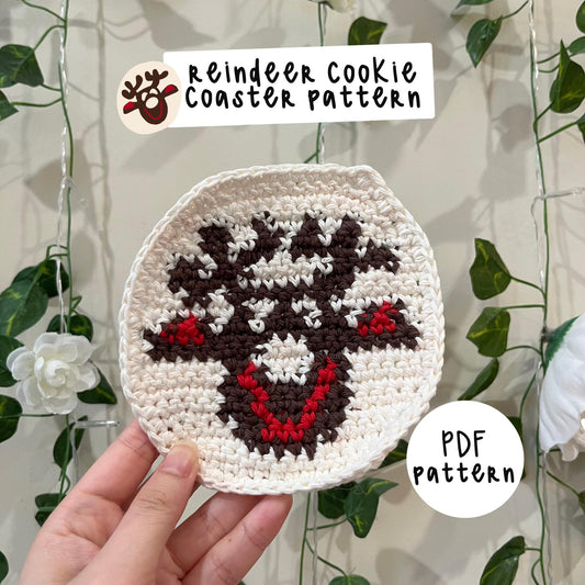 Reindeer Crochet Pillsbury Cookie Coaster PDF Pattern