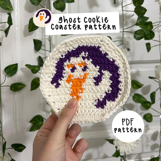 Ghost Crochet Cookie Coaster PDF Pattern
